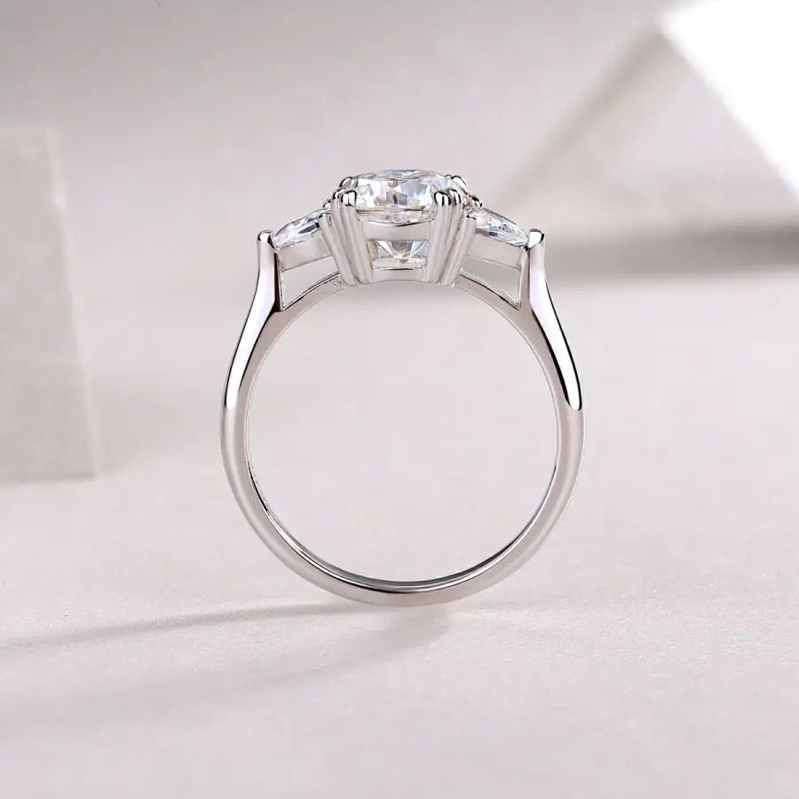 sterling silver jewelry - Silver White Ring SLM0122R-White-6 side view