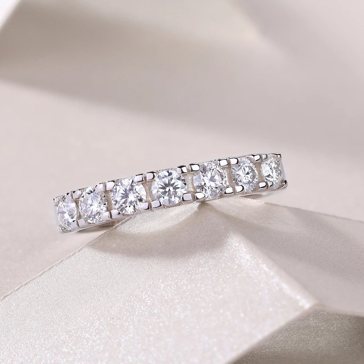 sterling silver jewelry - Silver Ring SLM0186R-White-6 product view 05