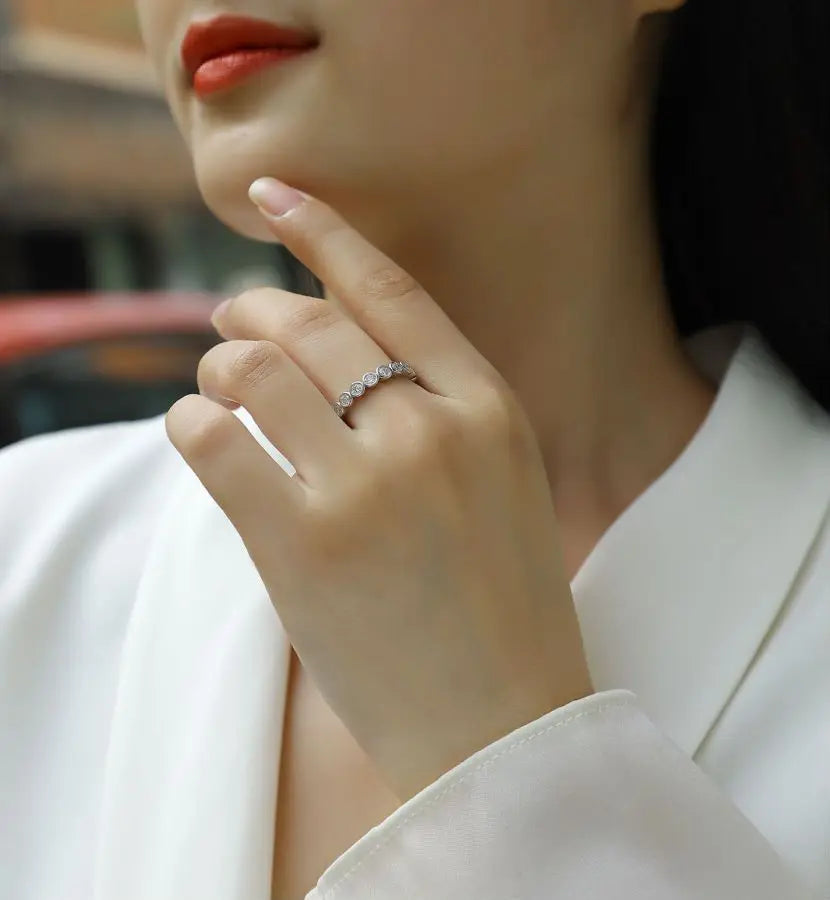 sterling silver jewelry - Silver Ring Rings SLM0119R-White-6 detail view