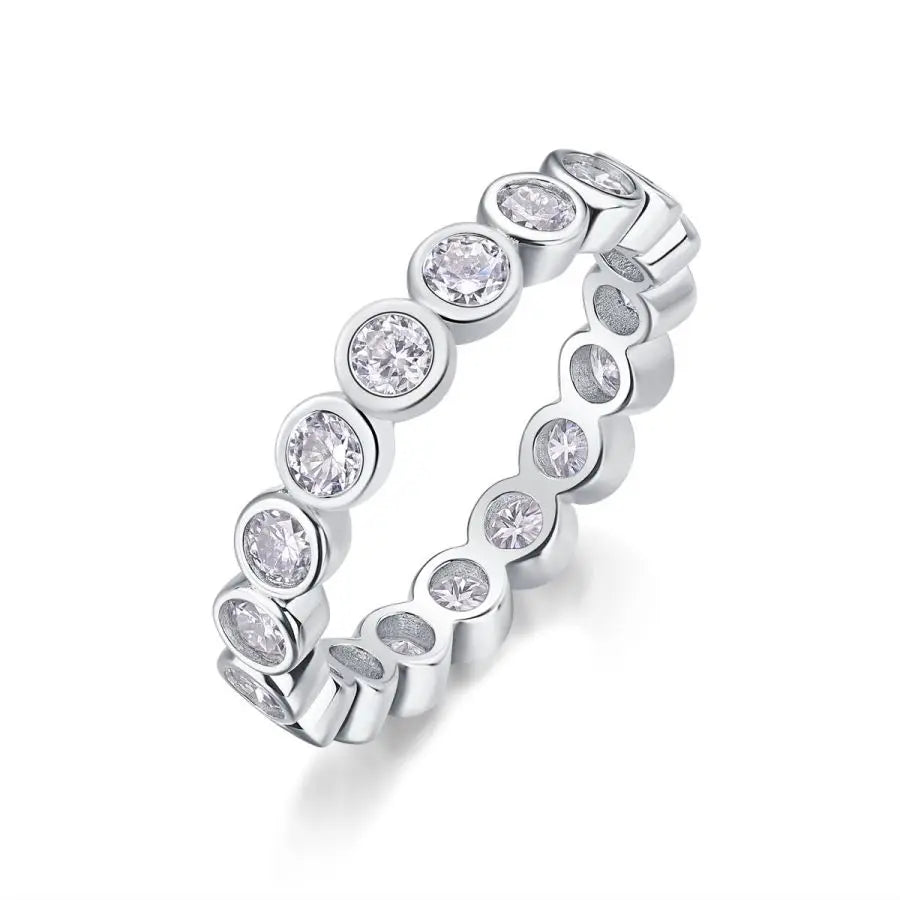 sterling silver jewelry - Silver Ring Rings SLM0119R-White-6 front view
