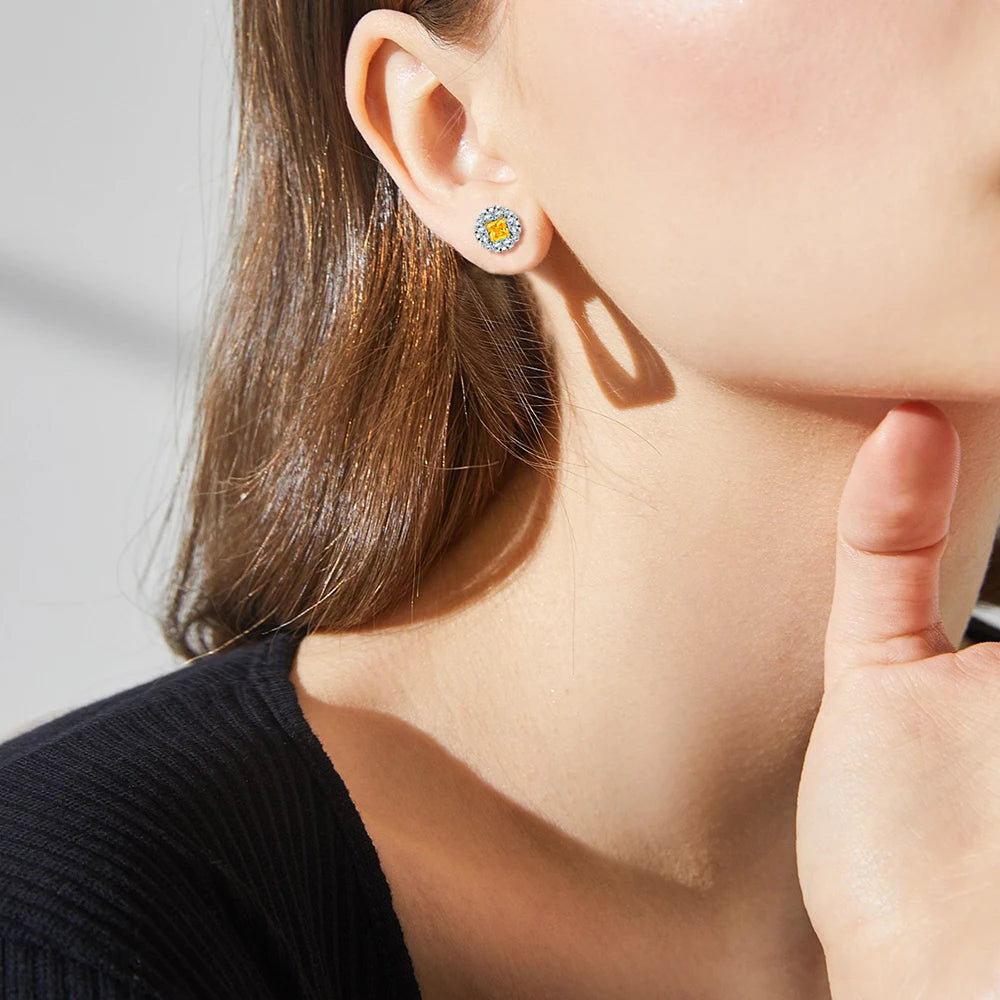 sterling silver jewelry - Yellow White Earrings SLM0004E-catalogue detail view