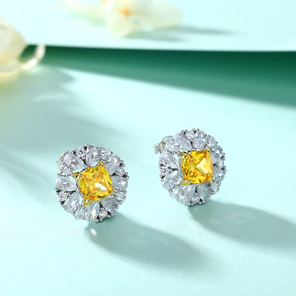 sterling silver jewelry - Yellow White Earrings SLM0004E-catalogue open view