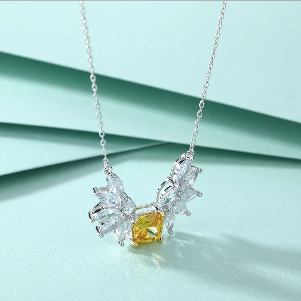 sterling silver jewelry - 925 Yellow Silver Pendant Necklaces SLZ0014N-Rhodiun detail view