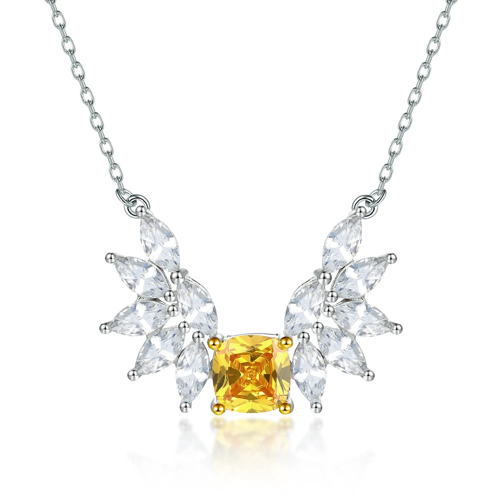 sterling silver jewelry - 925 Yellow Silver Pendant Necklaces SLZ0014N-Rhodiun front view