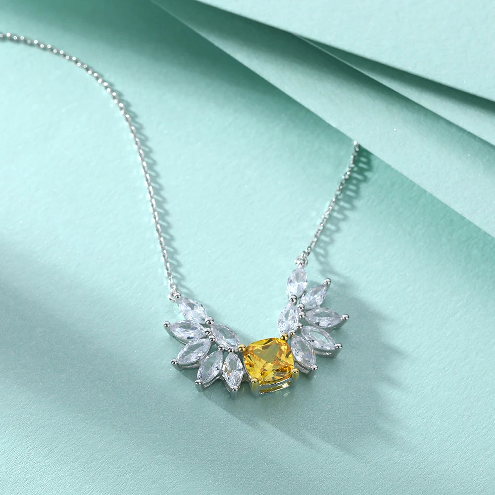 sterling silver jewelry - 925 Yellow Silver Pendant Necklaces SLZ0014N-Rhodiun side view