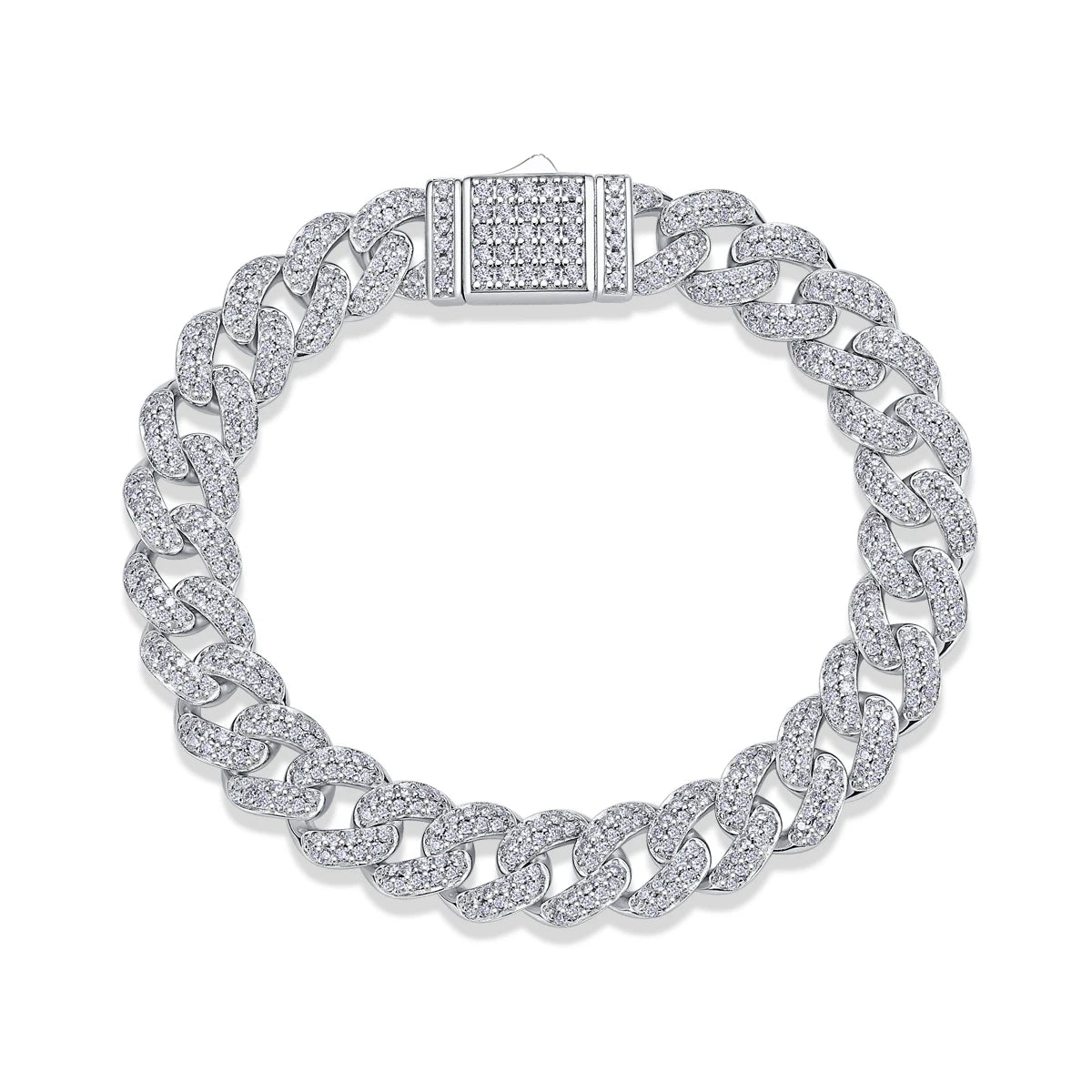 sterling silver jewelry - 925 White Gold Bracelet SLM0035B-White-17cm/6.7in front view