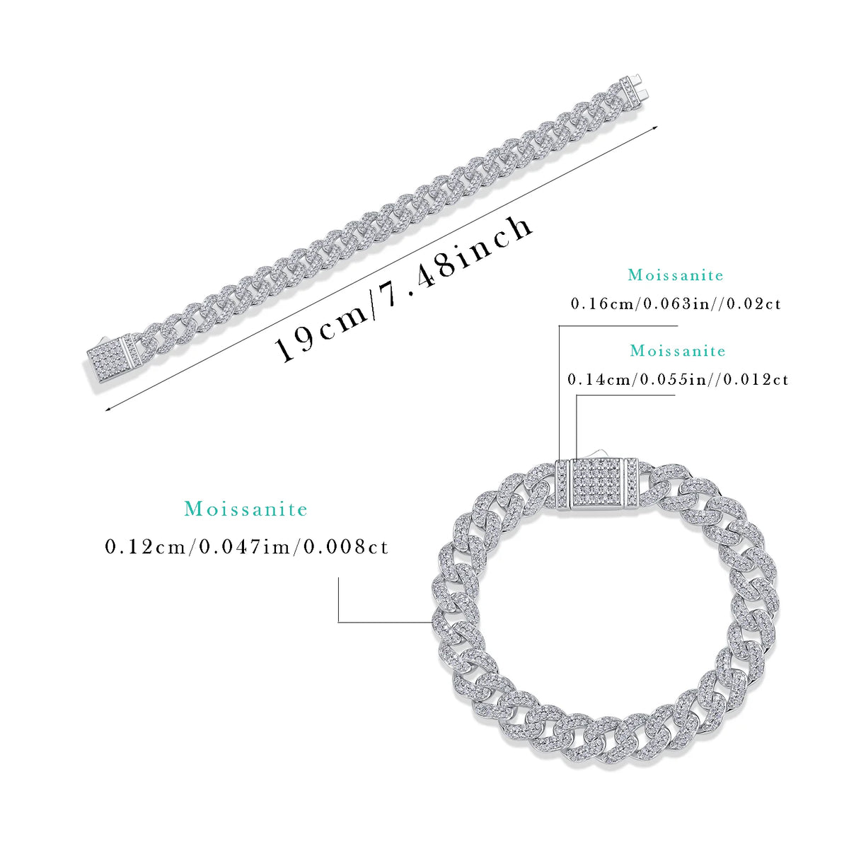 sterling silver jewelry - 925 White Gold Bracelet SLM0035B-White-17cm/6.7in product view 06