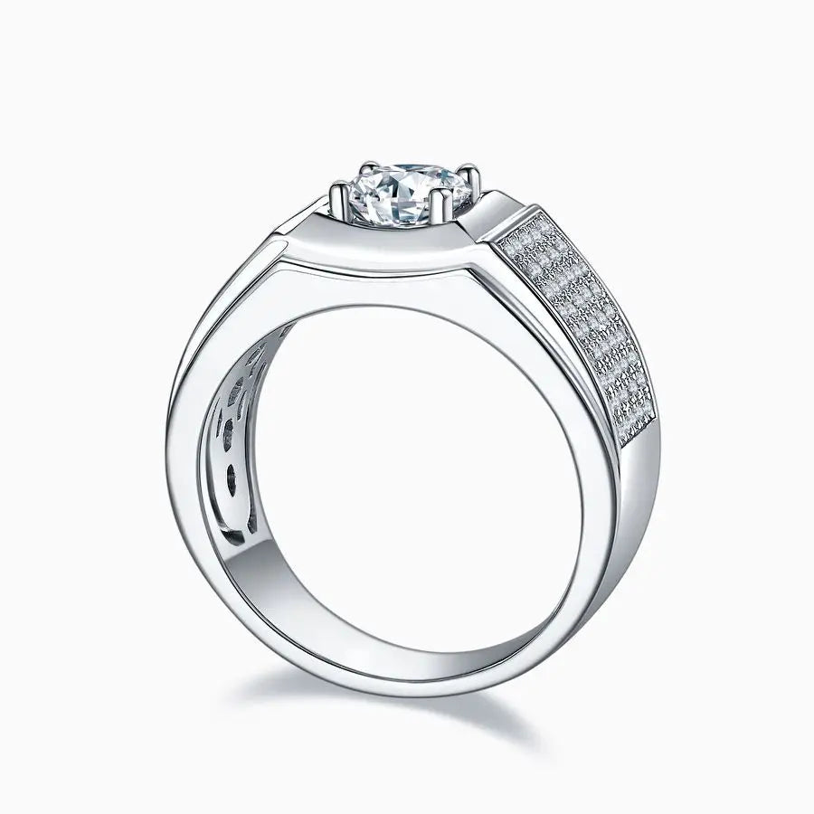 sterling silver jewelry - Silver White Ring SLM0077R-silver-6 side view