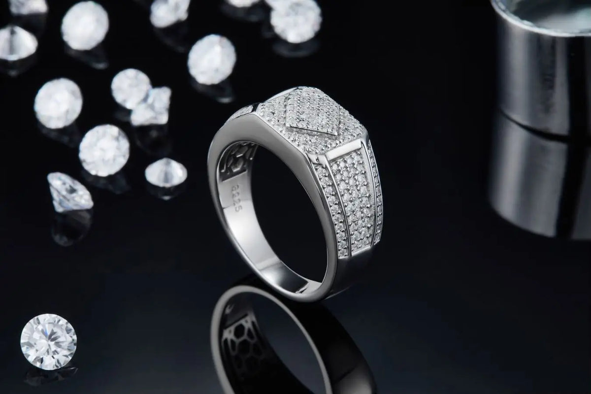 sterling silver jewelry - 925 Silver Ring SLM0092R-White-6 detail view