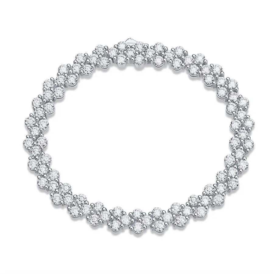 sterling silver jewelry - 925 Silver Bracelet SLM0025B-White-16.5 open view