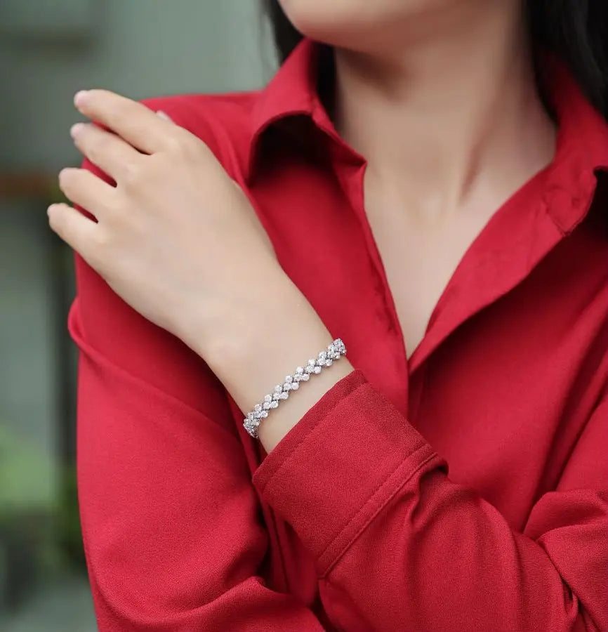 sterling silver jewelry - 925 Silver Bracelet SLM0025B-White-16.5 product view 06