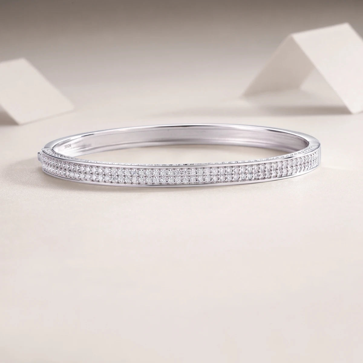 sterling silver jewelry - 925 White Gold Bracelet SLM0039B-White-17cm/6.7in detail view
