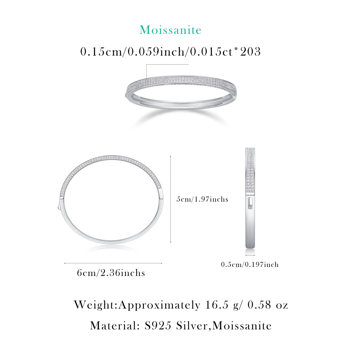 sterling silver jewelry - 925 White Gold Bracelet SLM0039B-White-17cm/6.7in product view 05