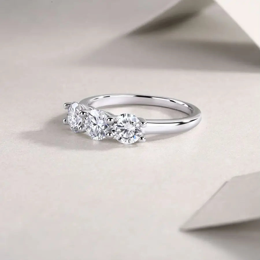sterling silver jewelry - 925 Silver Gold Ring SLM0112R-White-6 side view