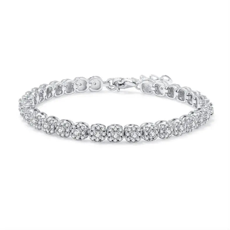 sterling silver jewelry - 925 White Gold Bracelet SLM0013B-White-18cm front view