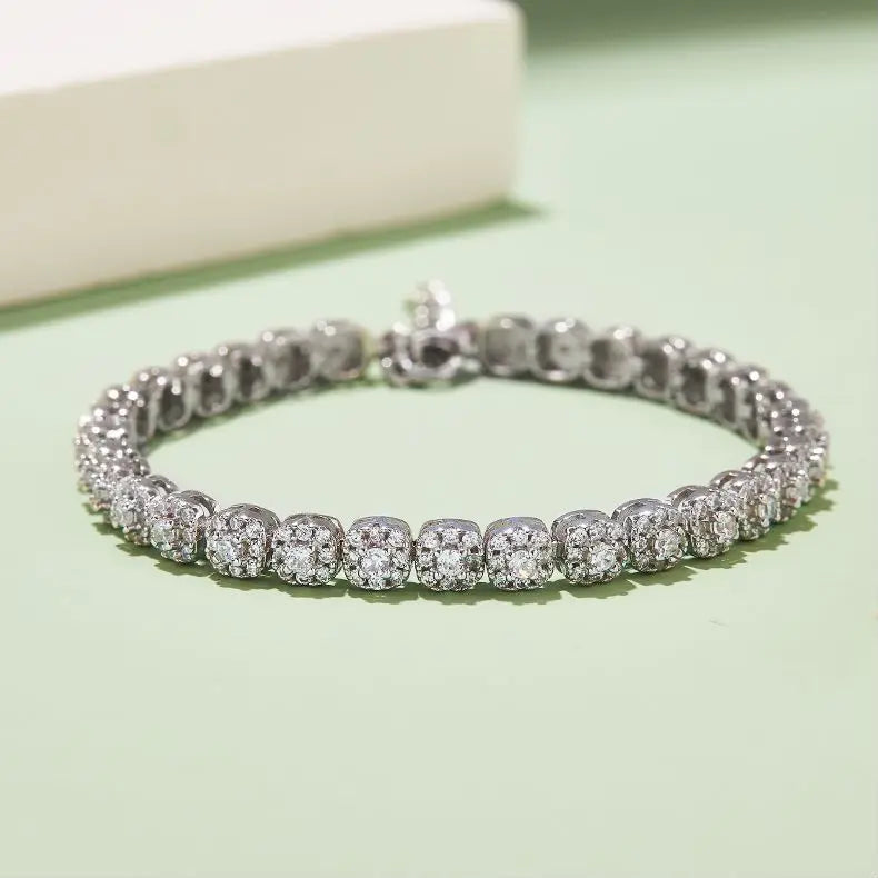 sterling silver jewelry - 925 White Gold Bracelet SLM0013B-White-18cm side view