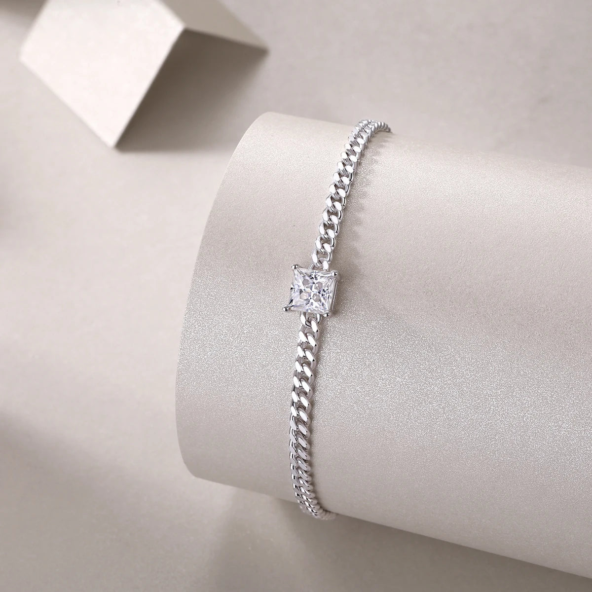 sterling silver jewelry - 925 Silver White Necklace SLM0044B-White-17cm/6.7in detail view