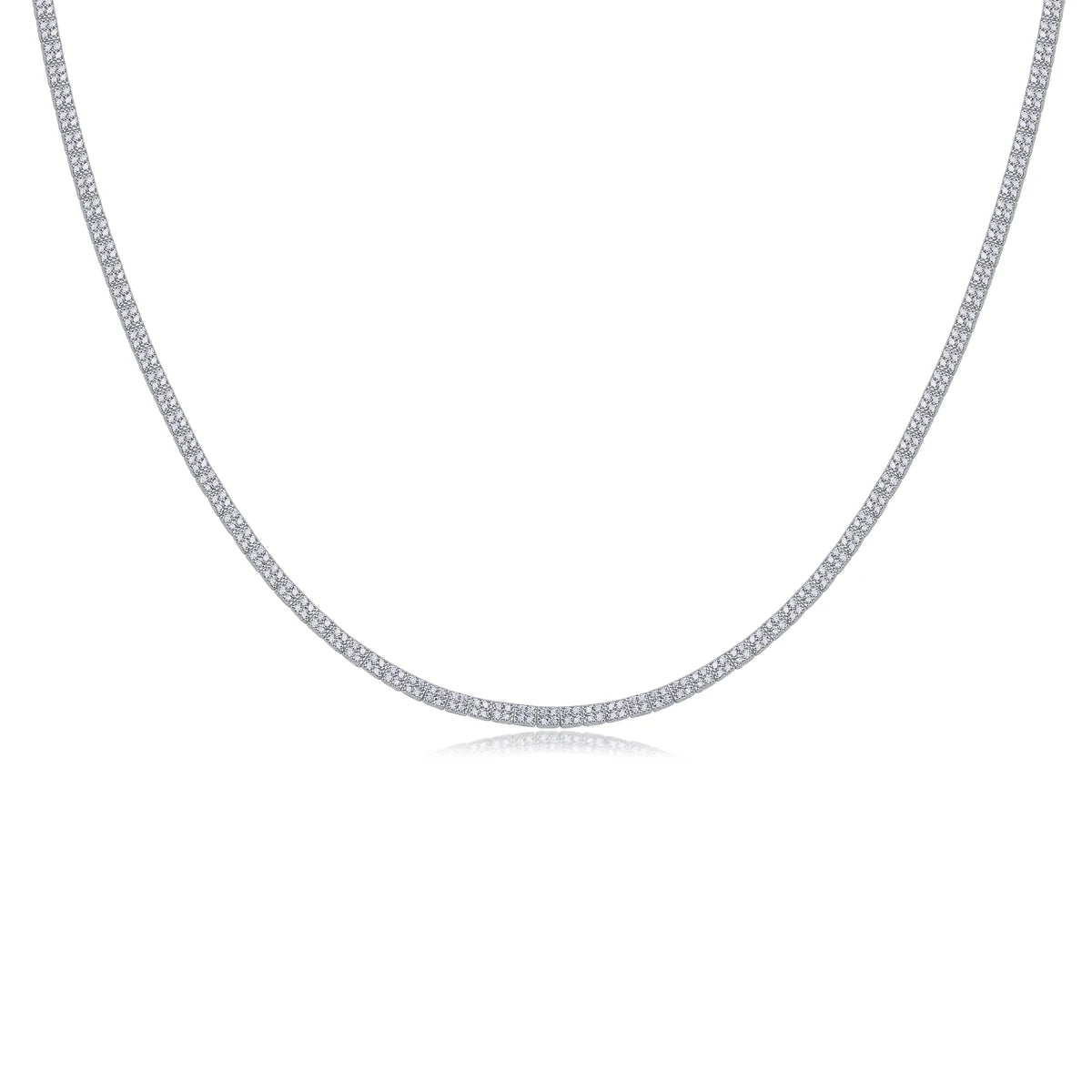 sterling silver jewelry - 925 Silver White Necklace SLM0037B-White-17cm/6.7in open view