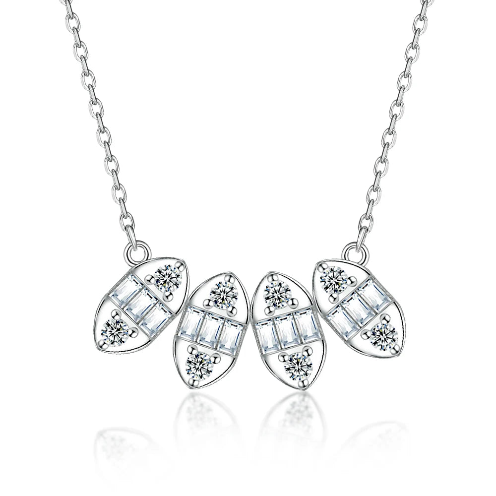 sterling silver jewelry - 925 Silver White Necklace Necklaces SLZ0015N-Rhodiun front view