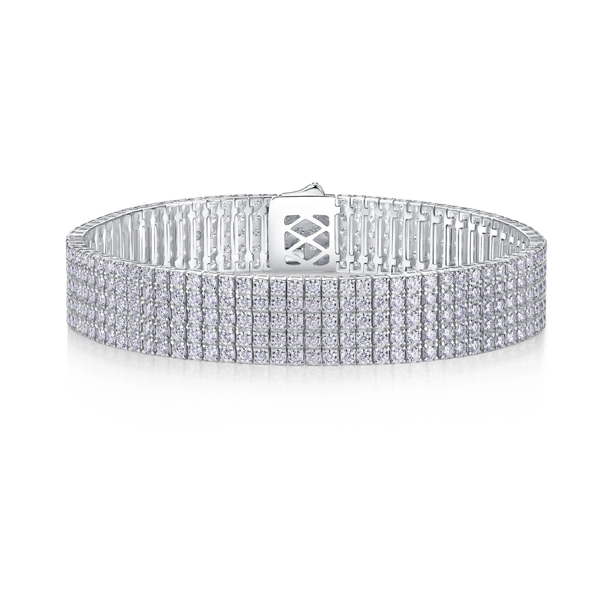 sterling silver jewelry - 925 White Gold Bracelet SLM0032B-White-17cm/6.7in front view