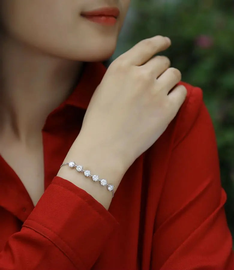 sterling silver jewelry - Silver Bracelet SLM0015B-White-21cm product view 05