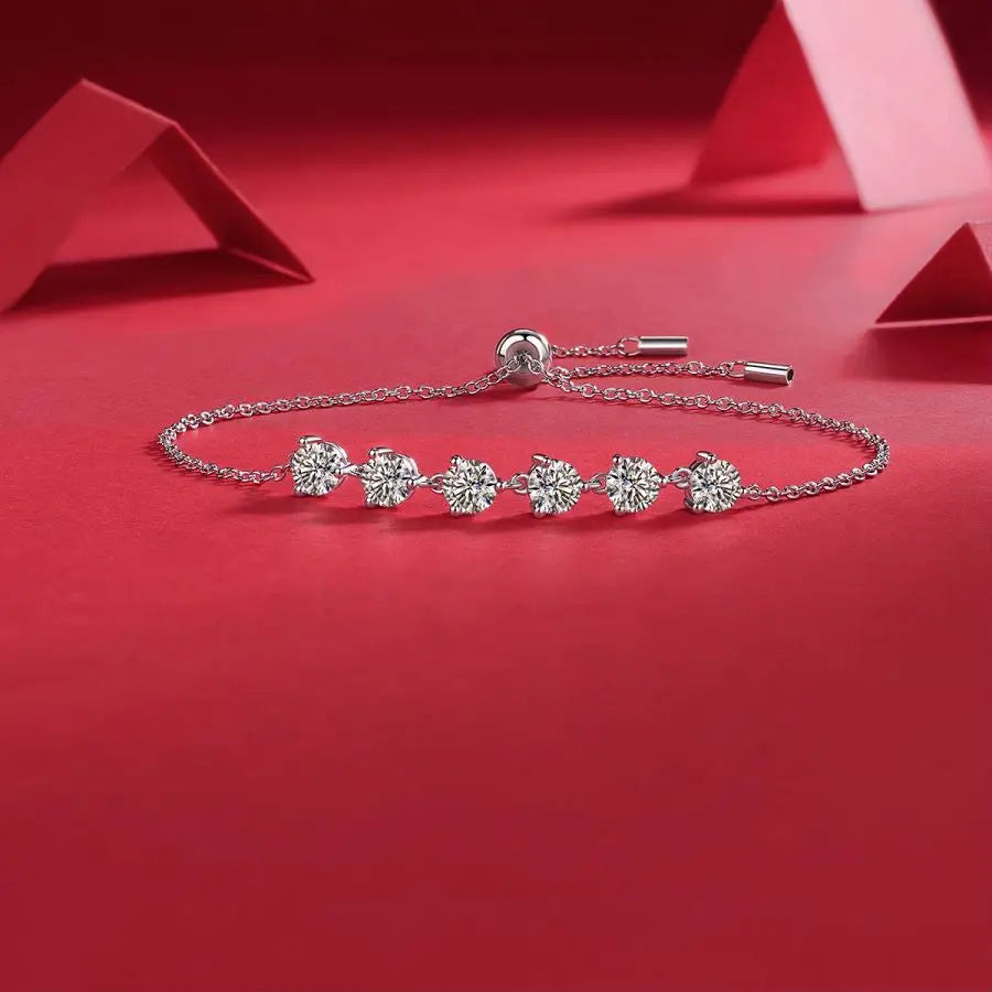sterling silver jewelry - Silver Bracelet SLM0015B-White-21cm side view