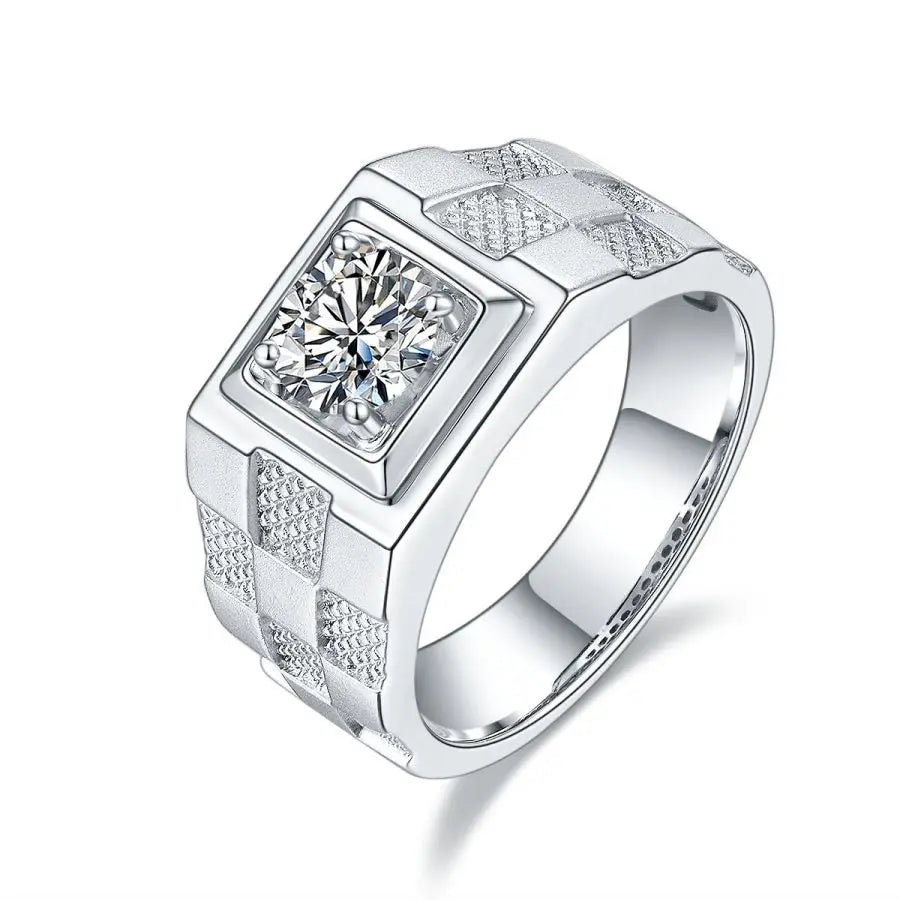 sterling silver jewelry - Silver Ring SLM0088R-White-6 front view