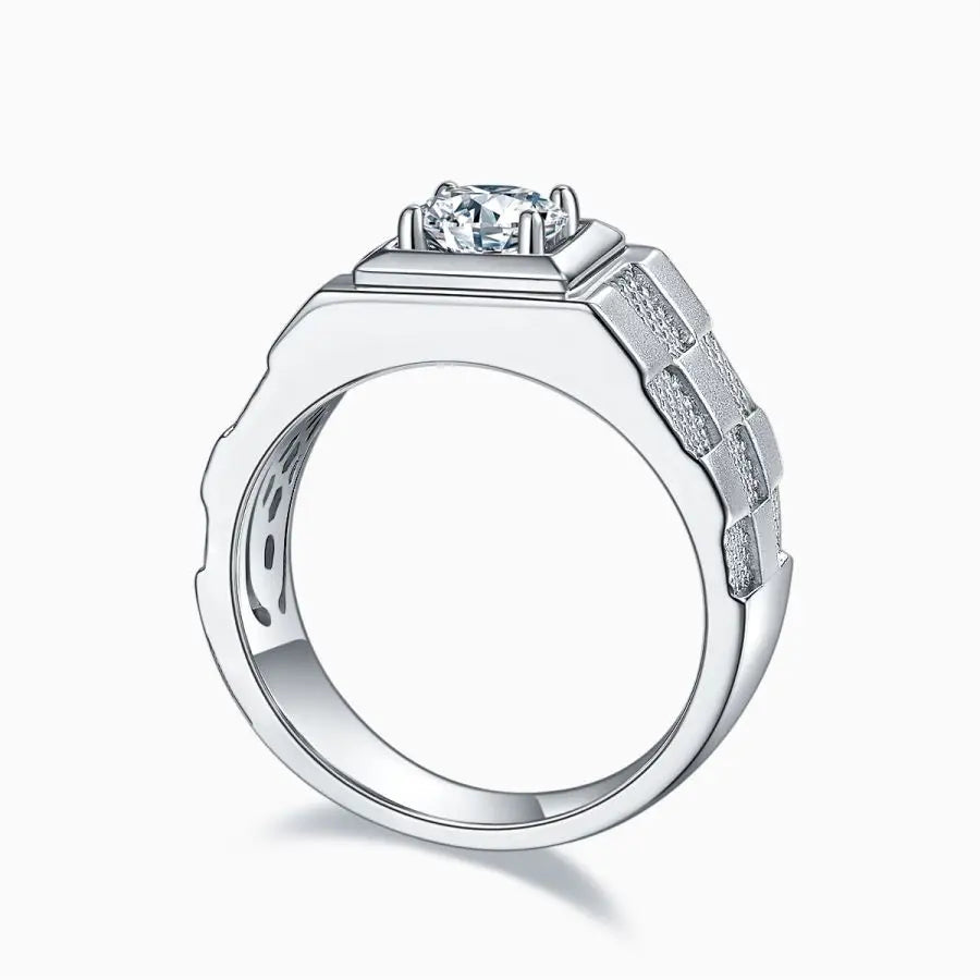 sterling silver jewelry - Silver Ring SLM0088R-White-6 side view