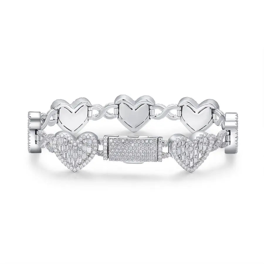 sterling silver jewelry - Silver Bracelet SLM0004B-White front view