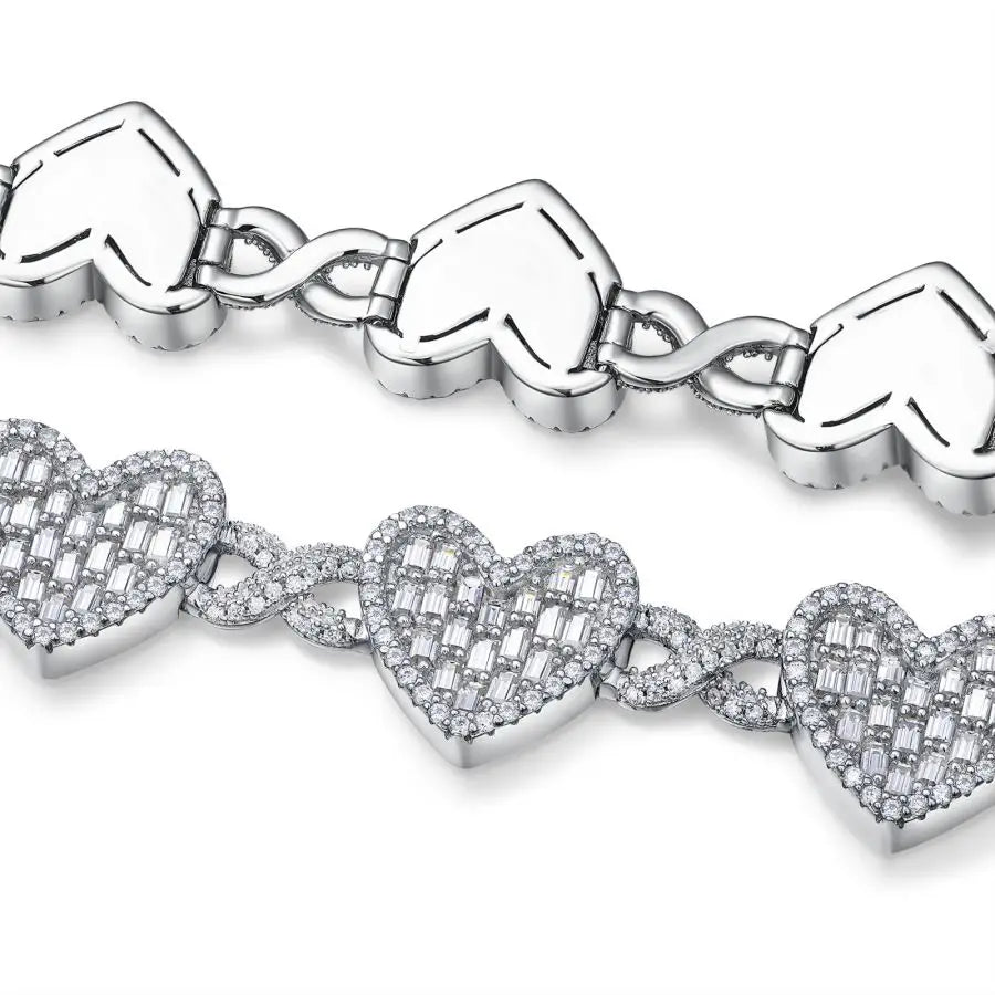 sterling silver jewelry - Silver Bracelet SLM0004B-White open view