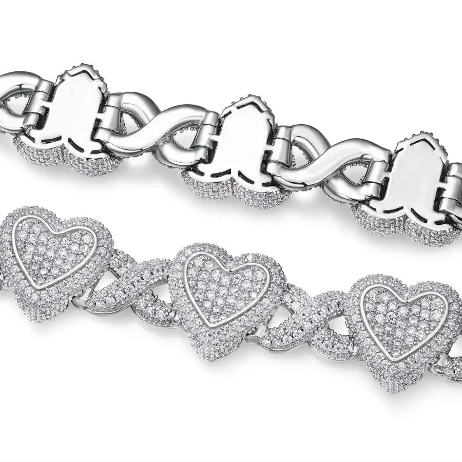 sterling silver jewelry - Silver Bracelet SLM0005B-White open view