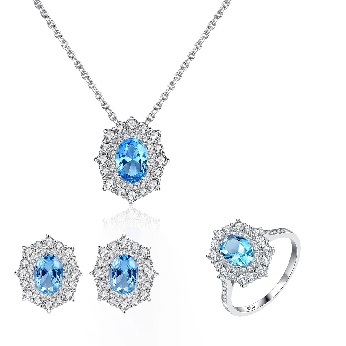 sterling silver jewelry - Silver Gold Ring Necklace Earring SLZ0003SET-TLTZ015-7 product view 15