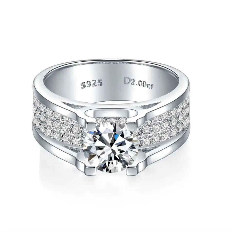 sterling silver jewelry - 925 Silver Gold Ring SLM0060R-1CT-6 open view