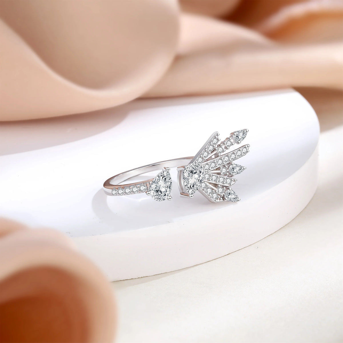 sterling silver jewelry - 925 Rings SLZ0012R-feather ring-10 detail view