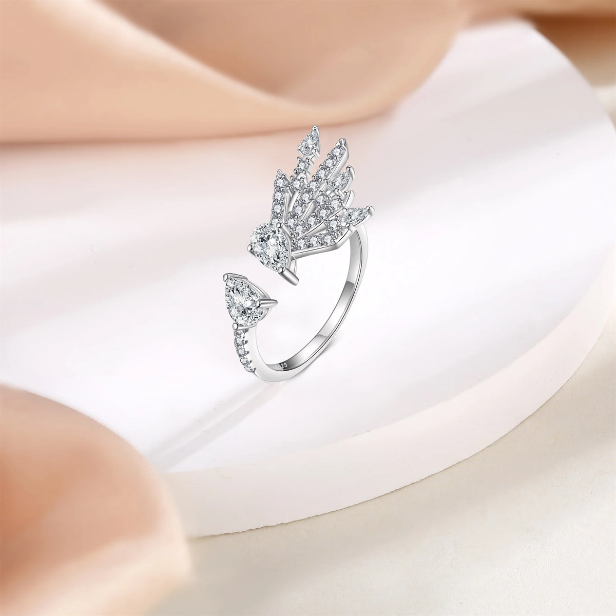 sterling silver jewelry - 925 Rings SLZ0012R-feather ring-10 side view