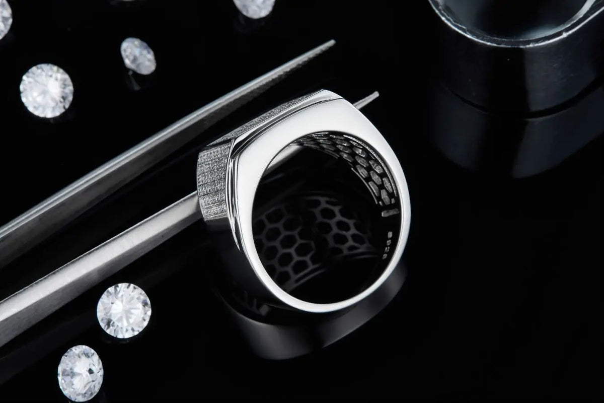 sterling silver jewelry - Silver Gold Ring SLM0069R-silver-6 detail view