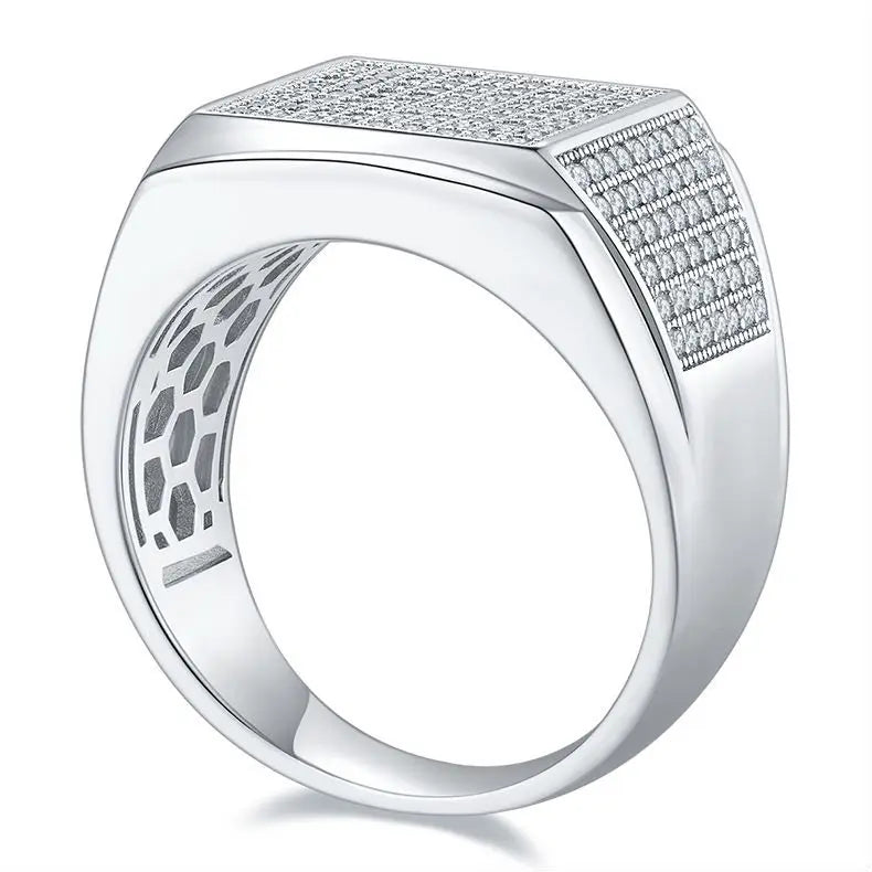 sterling silver jewelry - Silver Gold Ring SLM0069R-silver-6 side view