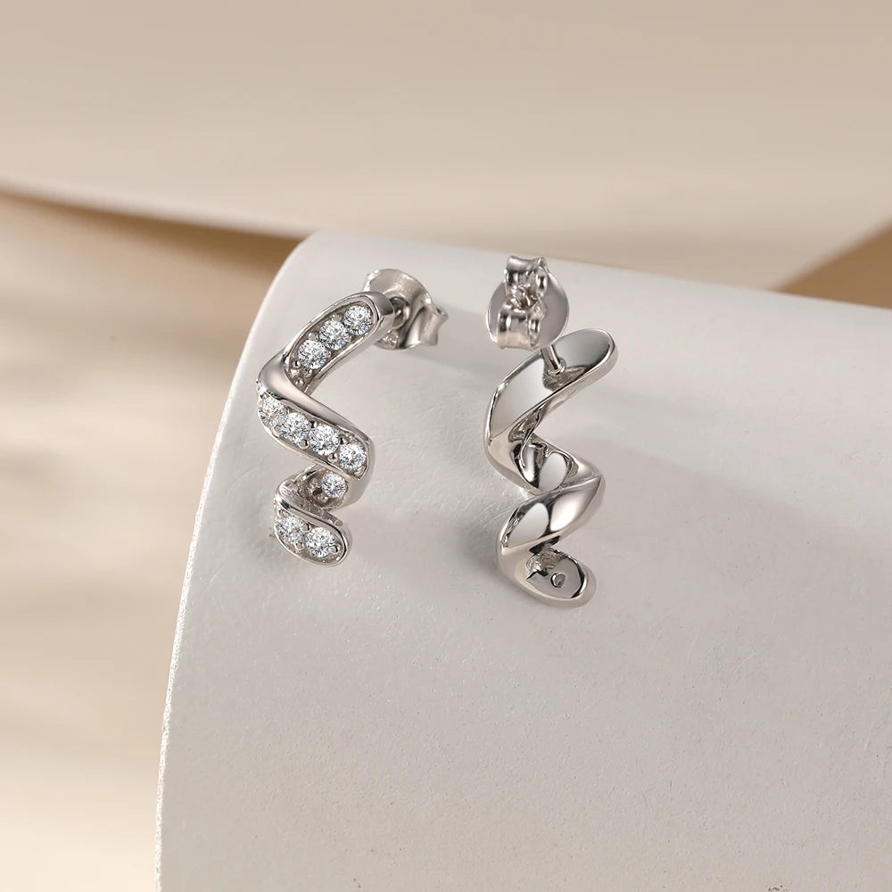 sterling silver jewelry - 925 Silver Earrings SLM0040E-silver earring studs side view