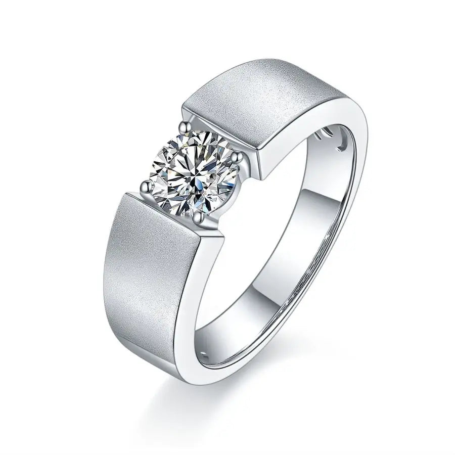sterling silver jewelry - Gold Silver Ring SLM0086R-White-6 front view