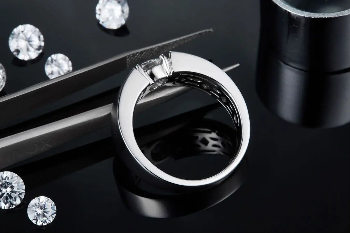 sterling silver jewelry - Gold Silver Ring SLM0086R-White-6 product view 05
