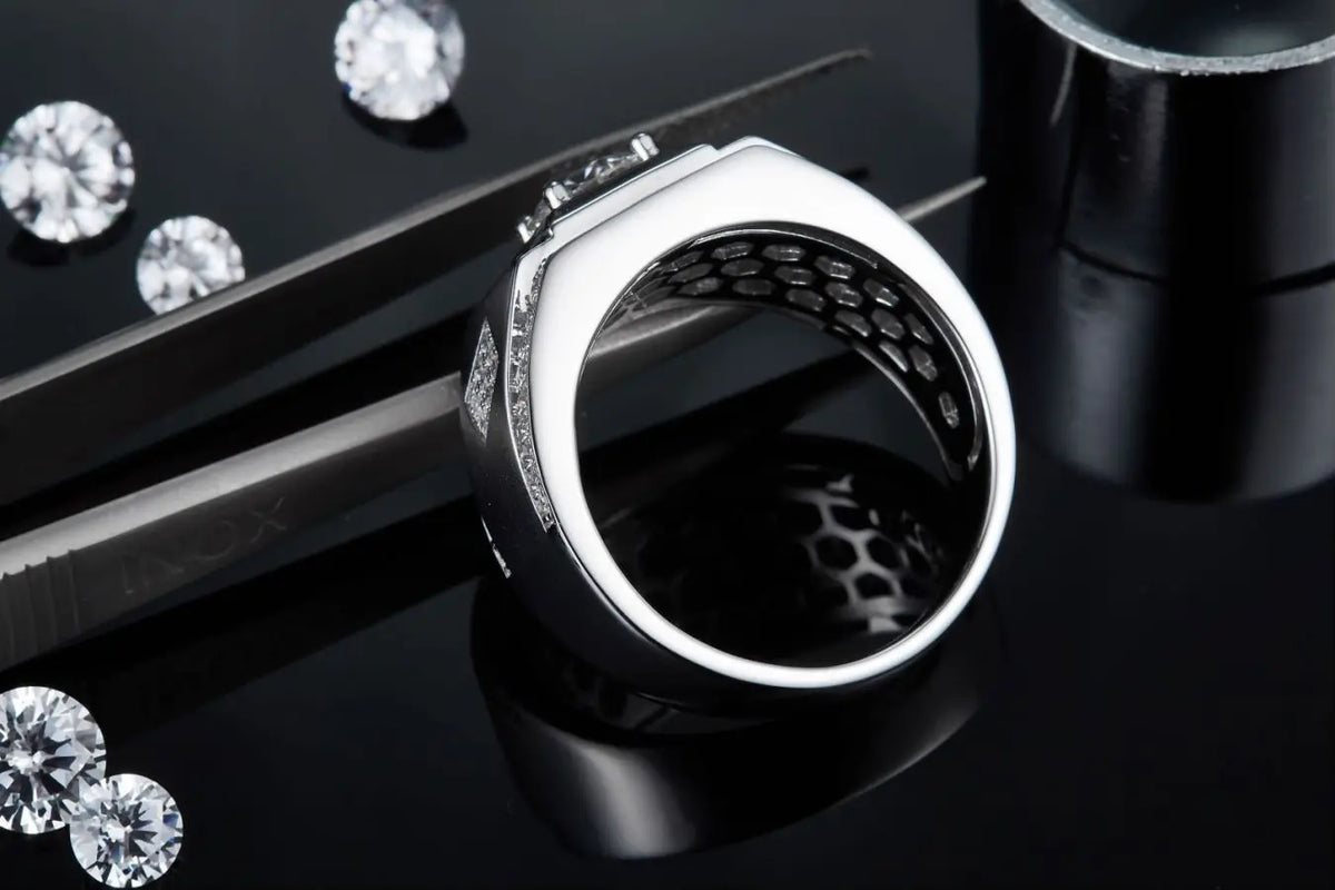 sterling silver jewelry - Silver Ring SLM0080R-White-6 detail view