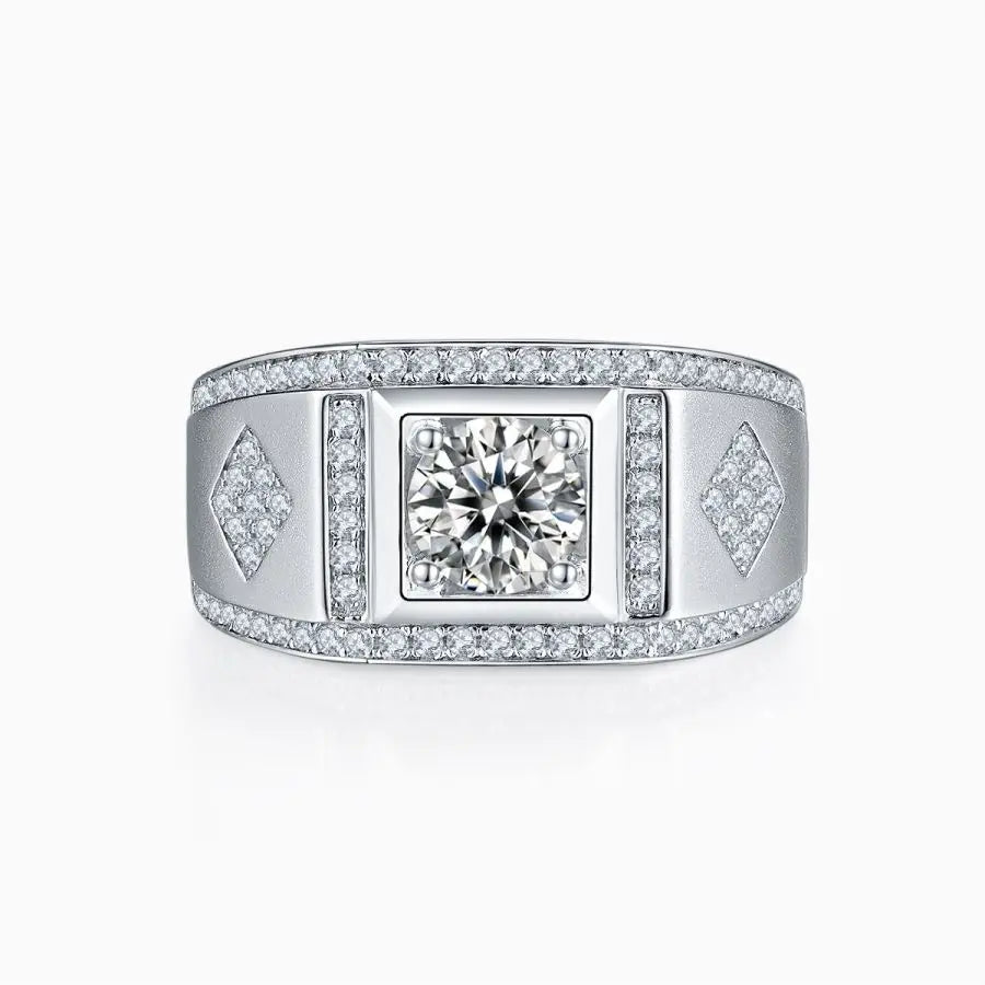 sterling silver jewelry - Silver Ring SLM0080R-White-6 side view