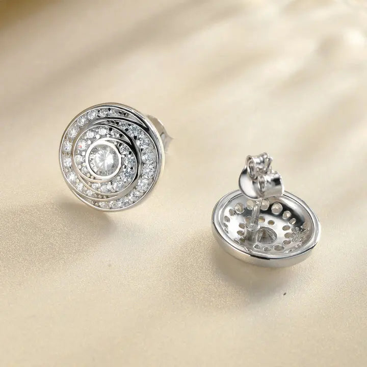 sterling silver jewelry - 925 Silver Earrings SLM0036E-silver earring studs side view
