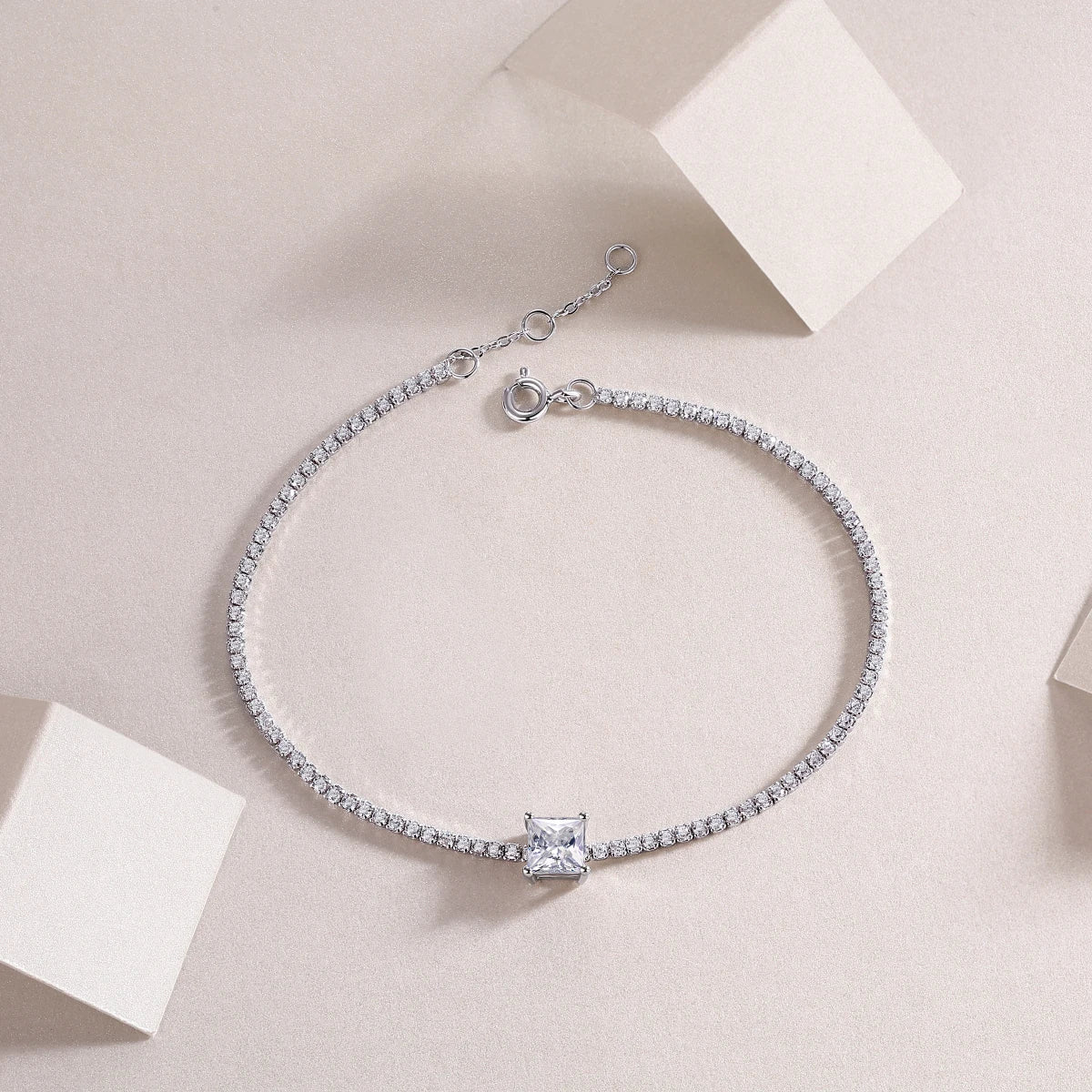 sterling silver jewelry - 925 Silver Bracelet SLM0064B-silver-16.5cm side view