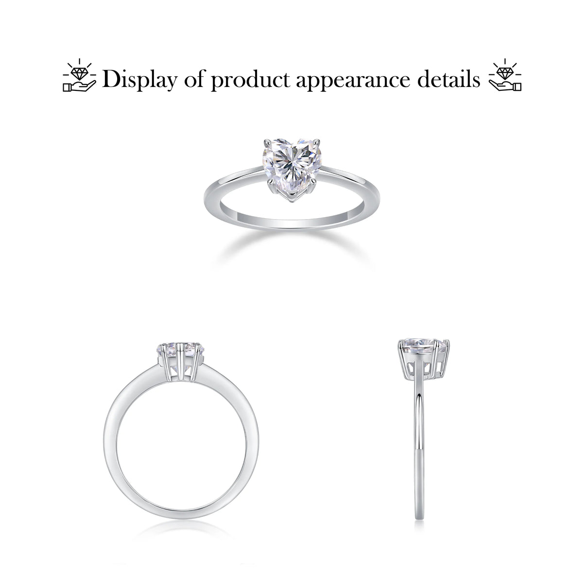sterling silver jewelry - 925 Silver White Ring SLM0130R-silver-6 detail view