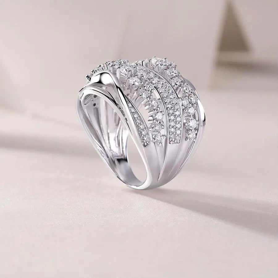 sterling silver jewelry - 925 Silver White Ring SLM0099R-White-6 detail view