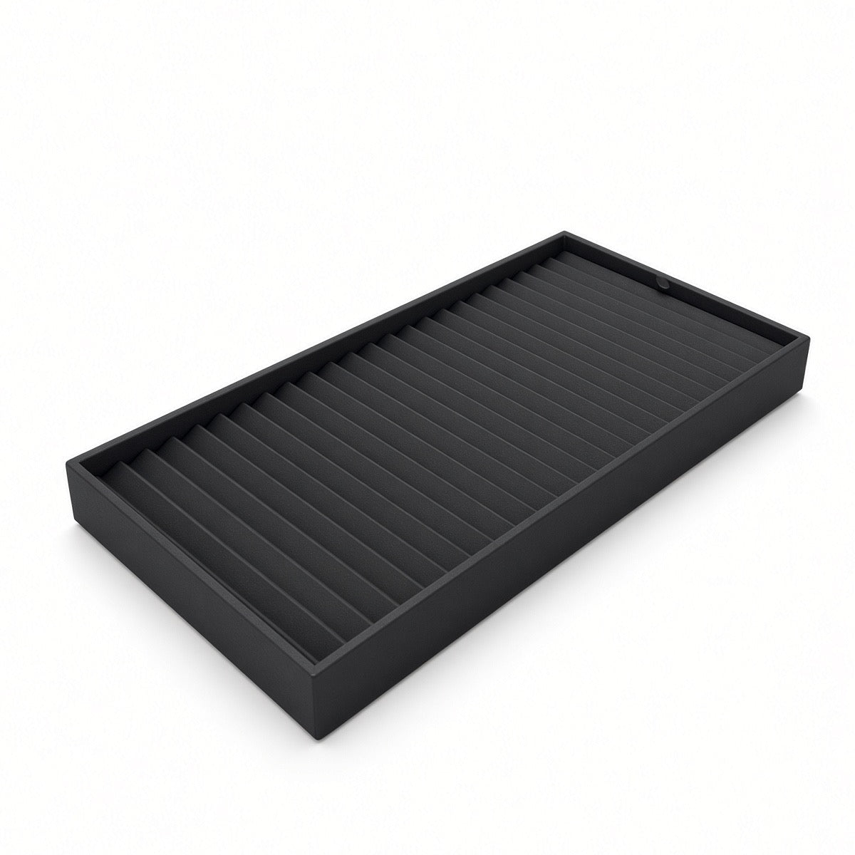 Black 24-row bracelet display tray angled view