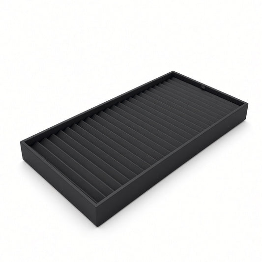 Black 24-row bracelet display tray angled view
