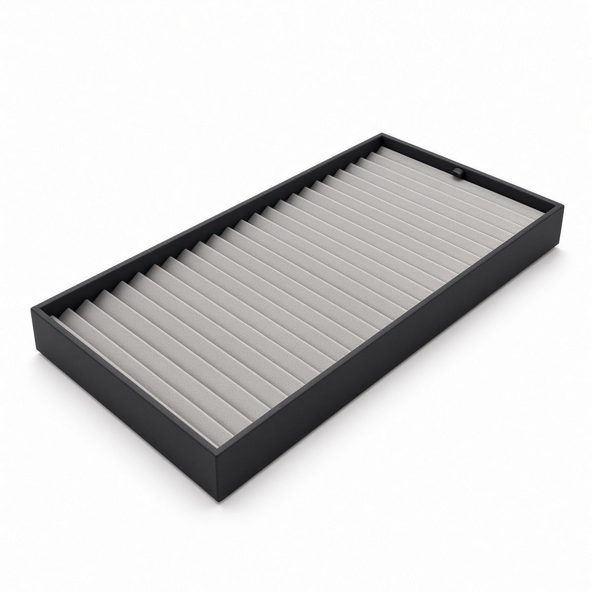 Silver 24-row bracelet display tray angled view