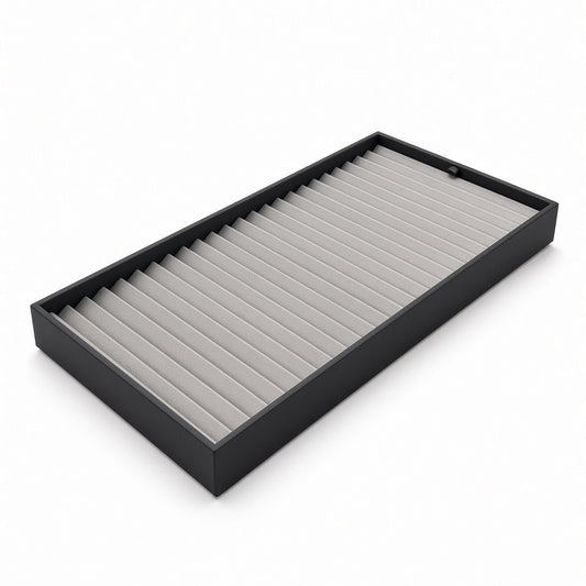 Silver 24-row bracelet display tray angled view